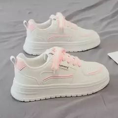 Imagem do Sapatilhas femininas de plataforma, sapatos vulcanizados, sapatos de caminhada casuais, sapatilhas grossas, tênis branco, novo, 2022, 2024