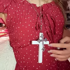 Gótico grande zircão cruz colar unisex y2k irregular goth grande cruz pingente colares para homens mulheres casal colar jóias