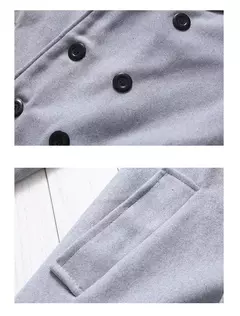 Imagem do Casaco trespassado duplo masculino, jaqueta justa, monocromática, mistura de lã, moda casual, alta qualidade, novo, inverno, 2023