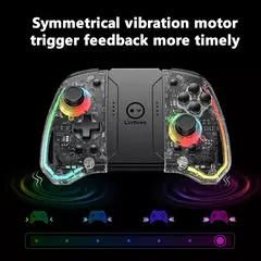 Linyuvo ks40 gamepad sem fio transparente para switch/oled com led de 8 cores, função turbo. joystick controlador para switch lite na internet