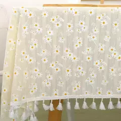 Toalha De Mesa De Mistura De Algodão Impresso Floral, Lavável Farmhouse Table Cover, Bege, Festa De Casamento, Sala De Estar, Decoração Do Chuveiro Do Bebê
