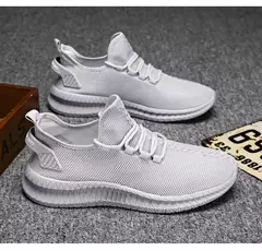 Tênis casual leve masculino, tênis esportivo de malha respirável, tênis atlético resistente a odores, slip-on com cadarços