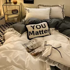 Imagem do Conjunto de lençóis estilo renda, roupa de cama bowknot, cama Skin-Friendly, solteiro, casal, rainha, cama king size