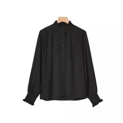 LILYMOON-Camisa de manga comprida feminina, colarinho francês, orelha de madeira, camisa casual coreana, Tops Y2K, pulôver elegante solto, batida na rua - comprar online