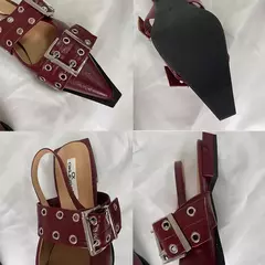 Imagem do Sandálias femininas de dedo apontado, calçados rasos, Slingbacks, sapatos femi