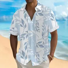 Camisa de praia masculina com impressão 3D, manga curta, extragrande, botão, solta, casual, havaiana, rua, diário, moda verão - Wolf Magazine