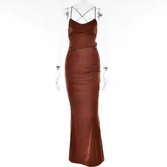 Vestido feminino slim fit, slim fit, split, vestido comprido, monocromático, moda verão, novo, sexy, 2024 - loja online