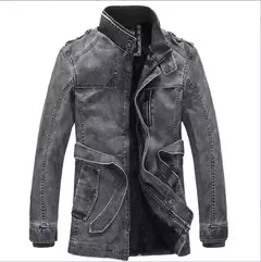 Inverno casaco de lã grossa casaco de couro longo outwear moda quente casual vintage roupas para homem steampunk biker jaqueta