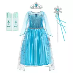 Elsa anna vestidos de princesa meninas malha lantejoulas vestido crianças cosplay neve rainha trajes halloween carnaval festa aniversário vestidos - Wolf Magazine