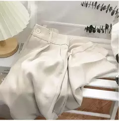 Calça feminina elástica de cintura alta, calça feminina do escritório, casual solta streetwear, reta, preta, nove pontos, moda, outono, primavera - loja online