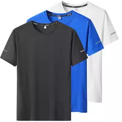 Homens de secagem rápida extragrande em torno do pescoço camiseta de manga curta, verão camisetas esportivas, fitness correndo t-shirt, plus size, 6XL, 7XL, 3pcs na internet
