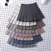 Minissaia plissada xadrez feminina, roupas pré-femininas, estética elegante e chique, linha A, estilo coreano, verão, 2022, feminina