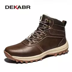 DEKABR-Botas de neve de pele de couro genuíno masculinas, sapato impermeável d - loja online