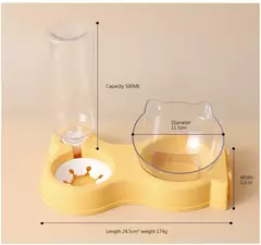 Tigela de comida para gatos, alimentador automático, tudo em um, tigela de comida para cães e gatos e fonte para beber, prato elevado