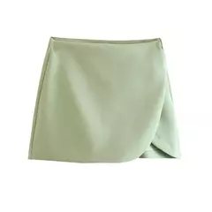 TRAF-Saias curtas femininas de zíper lateral de cintura alta, estilo pareo vintage, moda feminina na internet