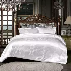 High End Jacquard Bedding Set, Luxo, Europeu, Conjuntos de cama de casamento, Rainha, American Satin, Double Duvet Cover, - loja online