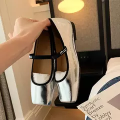 Sapatilhas de couro macio para mulheres, bombas de dedo quadrado, sapatos casuais, sapatos Mary Jane, escritório, trabalho, fina, moda feminina na internet