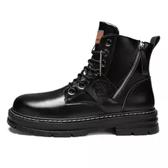 Botas casuais de cano alto masculinas, bota masculina de motocicleta, calçado de trabalho com renda, ruibarbo robusto, retrô, inverno - comprar online