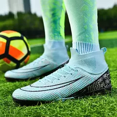 Botas de futebol masculinas longas, grama artificial, tênis de futsal, esportes ao ar livre, crianças, tênis de futebol para meninos, original, sociedade - Wolf Magazine