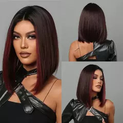 Perucas sintéticas curtas retas gengibre laranja peruca parte média ombro comprimento sem corte bob peruca para branco preto feminino festa diária - loja online