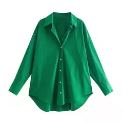TRAF-Camisa multicolor de botões para mulheres, blusa de manga comprida, blusas extragrandes, streetwear feminino, verão - loja online