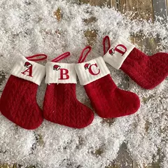 Natal alfabeto tricô meias, enfeites de árvore, decorações para casa, Noel, ano novo, presente de Natal, 2025, 2024 - loja online
