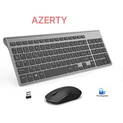 Combo de teclado e mouse sem fio, 2.4G recarregável AZERTY Keyboard Set, ergonômico para computador, Mac, PC, laptop, TV - comprar online