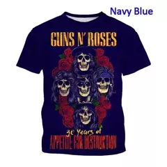 Homens e mulheres em 3D impresso T-shirts, Guns N Roses, Rock Band, Skull Streetwear, personalizado mais camisa, verão, novo na internet