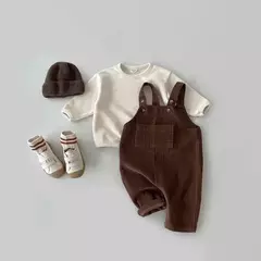 Romper Suspender de veludo infantil, macacão monocromático para bebês meninos e meninas, roupas infantis, outono e inverno