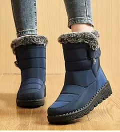 Botas femininas 2024 tendência sapatos de inverno para mulher botas de inverno tornozelo salto baixo botas mujer botas de neve à prova dwaterproof água com sapatos de pele - comprar online