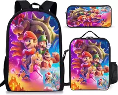 Super Mario Brothers Mario Escola Primária e Secundária Mochila Escolar, 3D Cartoon Mochila, Meninos e Meninas, Novo Filme, Conjunto de 3Pc na internet