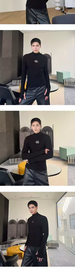 Imagem do Iefb-suéter de malha personalizado masculino, pulôveres finos, tops estilo coreano, design de nicho, moda masculina, outono, inverno, novo, 9C2550