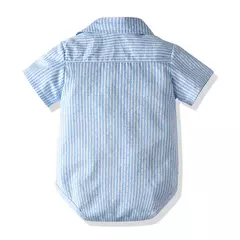 Baby Boys Gentleman Suit, roupas infantis, camisa listrada recém-nascida, shorts suspensório, roupa formal de aniversário, verão, 3-24 meses na internet