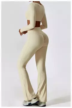 Terno esportivo de manga comprida para mulheres, conjunto de ioga fitness, roupas de ginástica, roupas esportivas femininas, camisa de corrida, 2 peças - comprar online
