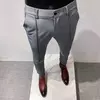 Homens Primavera Terno Calças de Alta Qualidade Negócios Calças Formais Elastic Slim Fit Simples Social Casual Calças Roupas de Marca Masculina