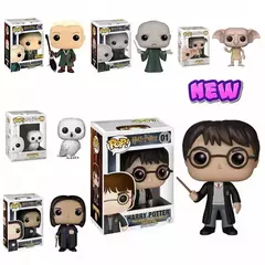 Preço de fundo de rocha Funko Pop Harries Potters 01 # 05 # 06 # 19 # 75 # 76 # Snape Malfoy Dobby Hedwig Figura de PVC brinquedos modelo colecionável