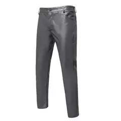 Calças finas de couro PU para homens, calças novas, vermelho, azul, preto, cinza, branco, 2023 na internet