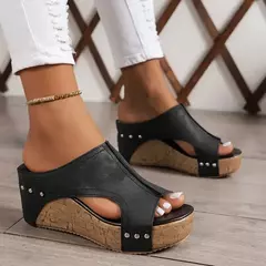 Sandálias femininas de luxo sandálias casuais romanas dedo do pé aberto plataforma designer sandálias 2025 novo verão feminino retro cunhas sapatos - loja online