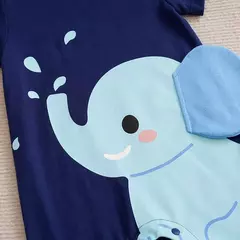 Macacão de manga curta de elefante 3D recém-nascido, confortável e macio, roupas de bebê, meninos e meninas, desenhos animados bonitos, 0-18, verão - loja online