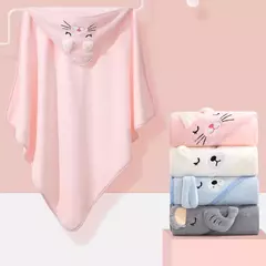 Roupão super macio com capuz para o bebê, capa dos desenhos animados, roupão de banho, toalha de banho recém-nascida, presente do chuveiro do bebê, 0-3 anos na internet