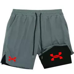 Calções Esportivos Quick Dry Masculinos, Corrida, Ginásio, Treino, Ginásio, Fitness, Corrida, Calças Curtas, 2 em 1, Verão - comprar online