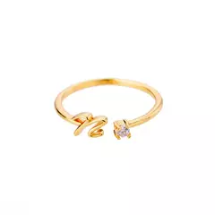 Anéis iniciais de A-Z para mulheres, anel de casamento aberto ajustável de aço inoxidável, tendência 2025, cor dourada, acessórios de joias para casal, presente - loja online