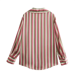 PB & ZA-Camisa feminina de textura cetim de seda, casual e versátil, nova moda, primavera, 2022 - loja online