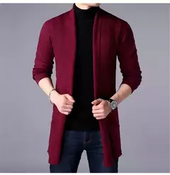 Masculino estilo longo lã camisola x-long malha suéter casacos de cor sólida sweatercoat masculino malha cardigan - Wolf Magazine