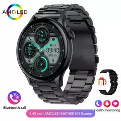 Smartwatch True AMOLED para mulheres, tela feminina, sempre mostrar a hora, 466x466 HD, rastreador de saúde, chamadas de voz, smartwatch para Xiaomi, 2024