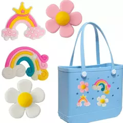 Acessórios femininos de borracha praia saco, cor do arco-íris, fivela decorativa, para bolsa - Wolf Magazine