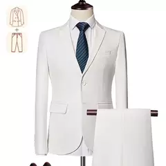 Terno casual de negócios masculino para casamentos, blazer genuíno, colete e calças, grande e alto, colete slim fit, calças de vestido, tamanho EUA na internet