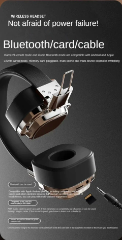 Retro clássico over-ear fone de ouvido bluetooth 5.3 dj estéreo/cartão tf fones de ouvido sem fio dobrável esportes rock música headphoe com microfone na internet