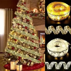 LED Ribbon Fairy Lights para Natal, enfeites de árvore de Natal, decoração, DIY Bows, String Light, Ano Novo, 2025, 2025 na internet