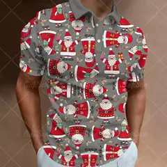 3D Natal Imprimir Polo T-shirts para homens, camisas soltas de grandes dimensões, Street Designer, mangas curtas, roupas simples, alta qualidade na internet